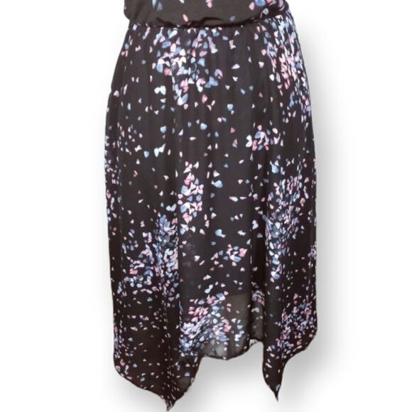 ELLE ASYMMETRICAL BLACK & PURPLE V-NECK DRESS SZ.XS EUC - Picture 3 of 8